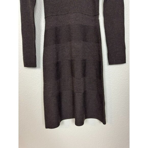 Tory Burch Women's Turtleneck Long Sleeve Rib A Line Sweater Dress Brown Wool - Picture 4 of 10
